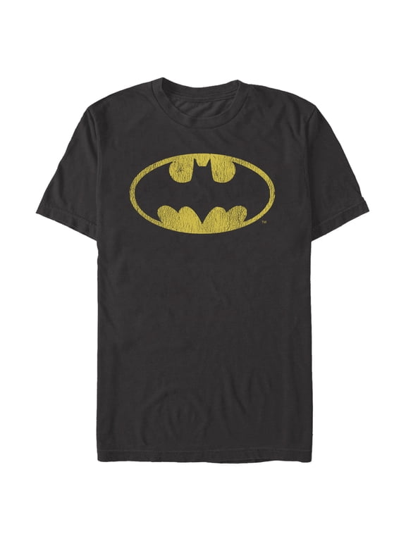 Men's Batman Logo Retro Caped Crusader Graphic Tee Black Large
