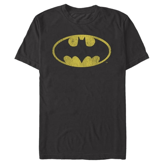 Men's Batman Logo Retro Caped Crusader Graphic Tee Black Small