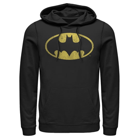 Men's Batman Logo Retro Caped Crusader Pull Over Hoodie Black 2X Large