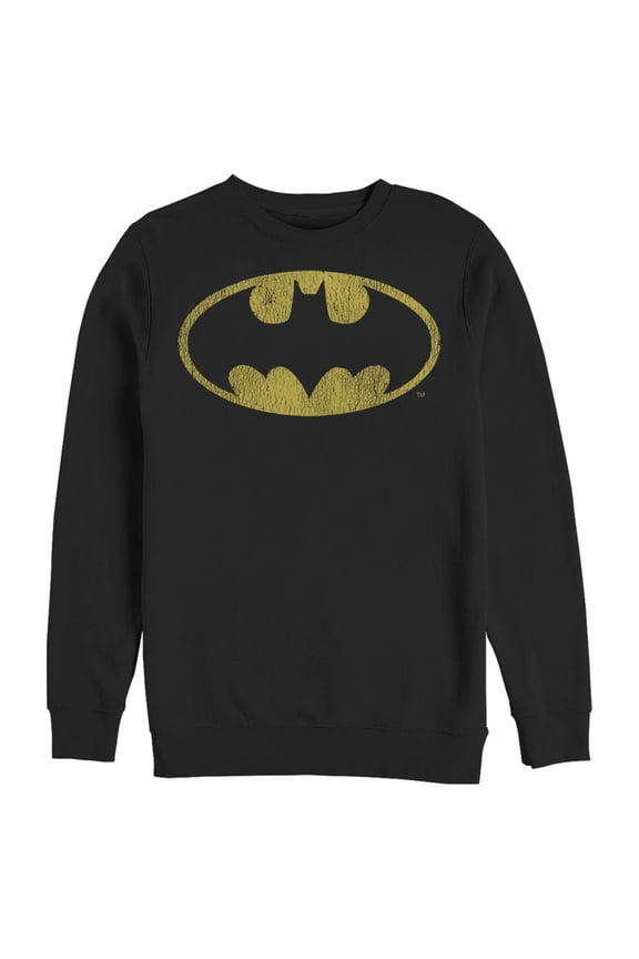 Men's Batman Logo Retro Caped Crusader Sweatshirt Black Medium