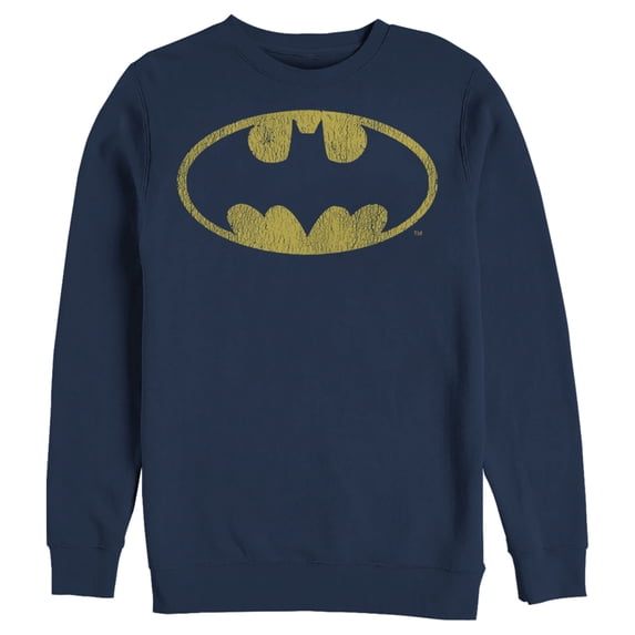 Men's Batman Logo Retro Caped Crusader Sweatshirt Navy Blue Small