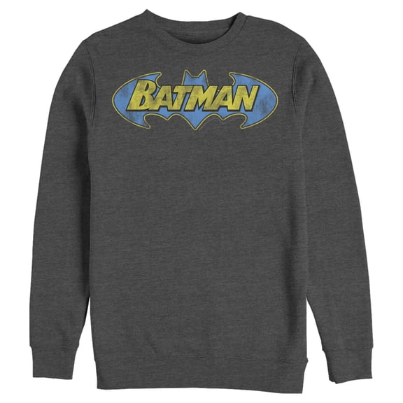 Men's Batman Logo Retro Wing  Sweatshirt Charcoal Heather Small
