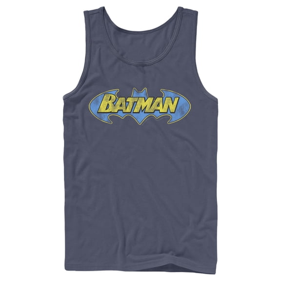 Men's Batman Logo Retro Wing Tank Top Navy Blue 2X Large