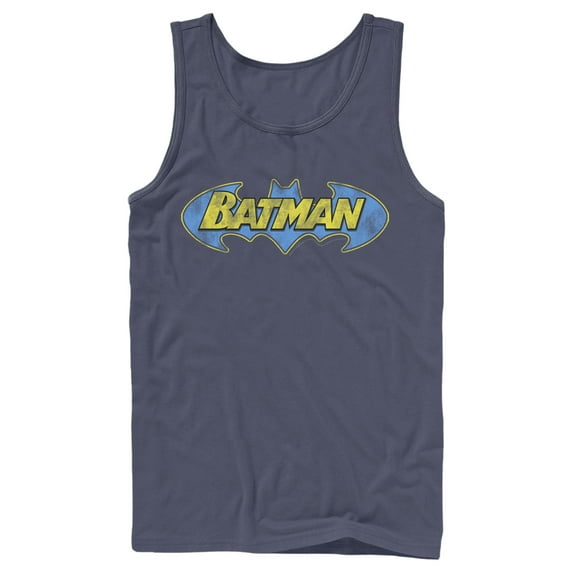Men's Batman Logo Retro Wing Tank Top Navy Blue 2X Large