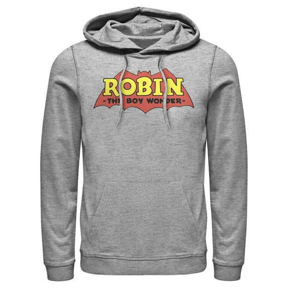 Men's Batman Logo Robin Boy Wonder Pull Over Hoodie Athletic Heather Small
