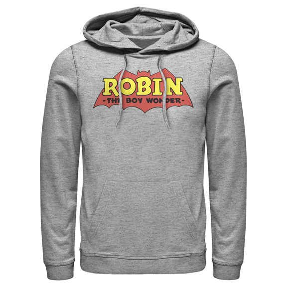 Men's Batman Logo Robin Boy Wonder Pull Over Hoodie Athletic Heather X Large