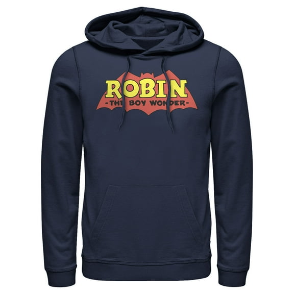 Men's Batman Logo Robin Boy Wonder  Pull Over Hoodie Navy Blue 2X Large