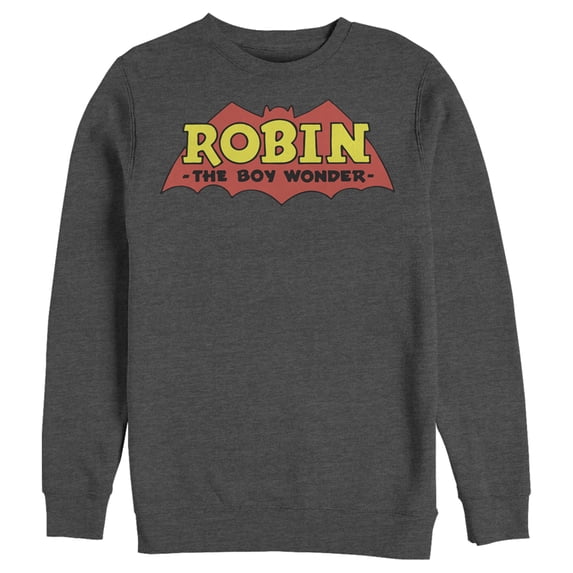 Men's Batman Logo Robin Boy Wonder Sweatshirt Charcoal Heather 2X Large