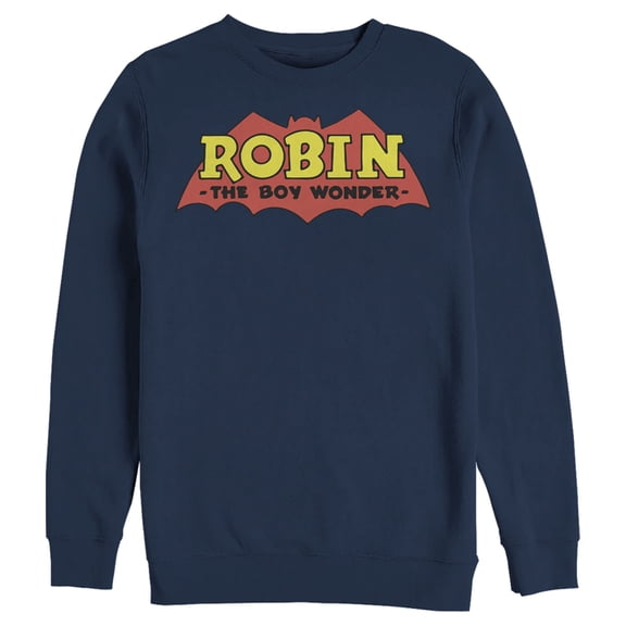 Men's Batman Logo Robin Boy Wonder  Sweatshirt Navy Blue Large