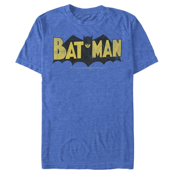 Men's Batman Logo Vintage Graphic Tee Royal Blue Heather Large