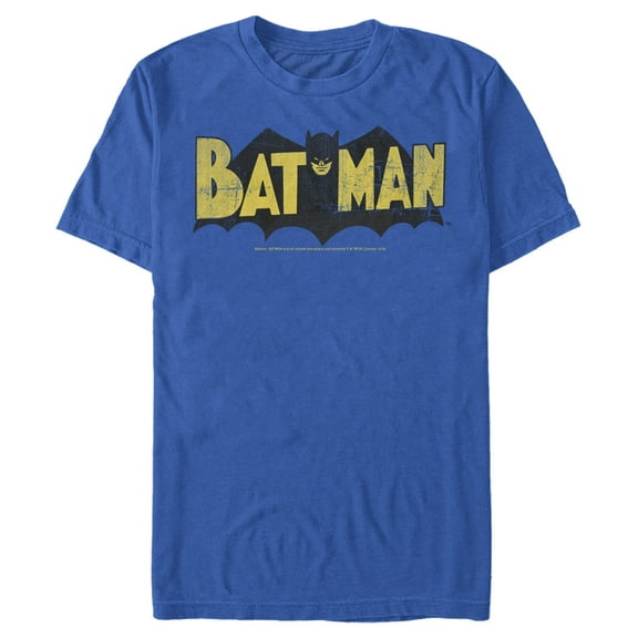 Men's Batman Logo Vintage  Graphic Tee Royal Blue X Large