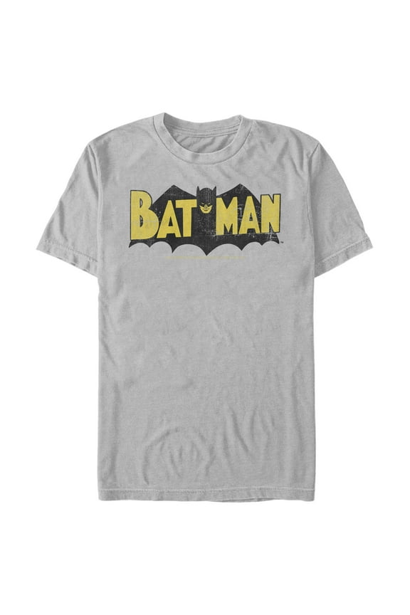 Men's Batman Logo Vintage  Graphic Tee Silver 3X Large