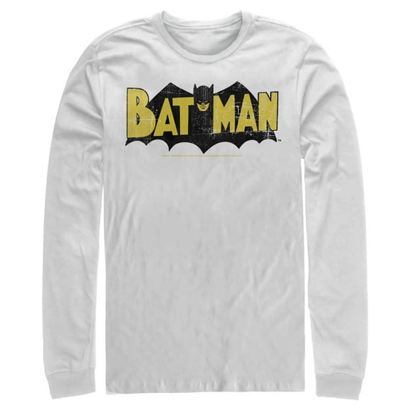 Men's Batman Logo Vintage Long Sleeve Shirt White X Large