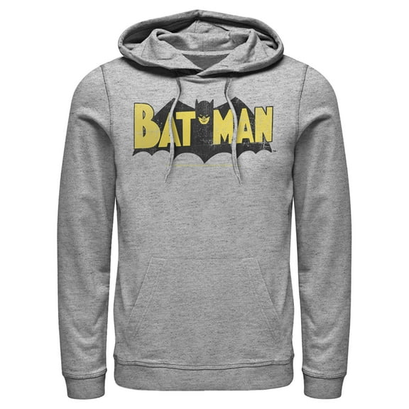 Men's Batman Logo Vintage Pull Over Hoodie Athletic Heather Small