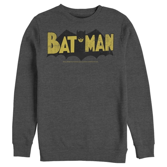 Men's Batman Logo Vintage Sweatshirt Charcoal Heather Medium