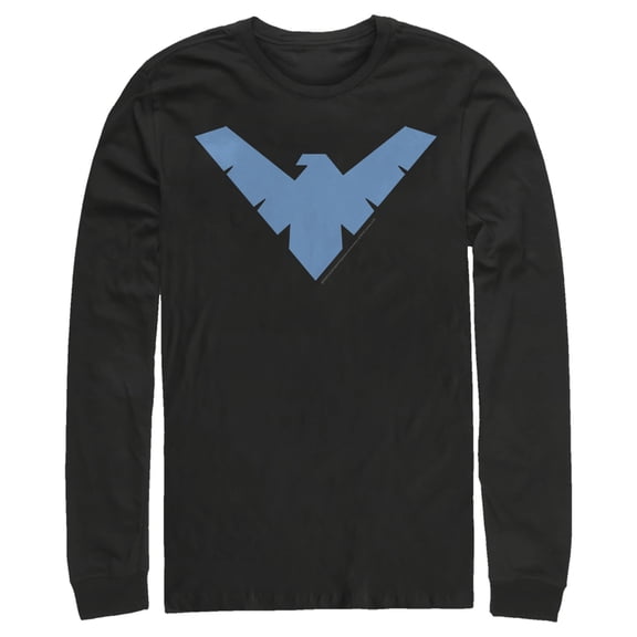 Men's Batman Nightwing Logo Long Sleeve Shirt Black Large