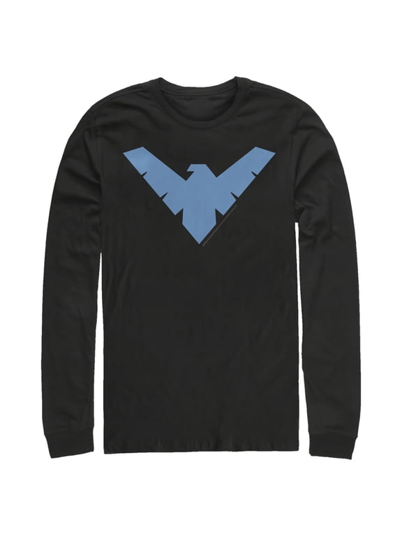 Men's Batman Nightwing Logo Long Sleeve Shirt Black Large
