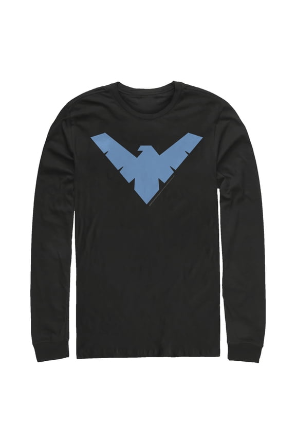 Men's Batman Nightwing Logo Long Sleeve Shirt Black Medium