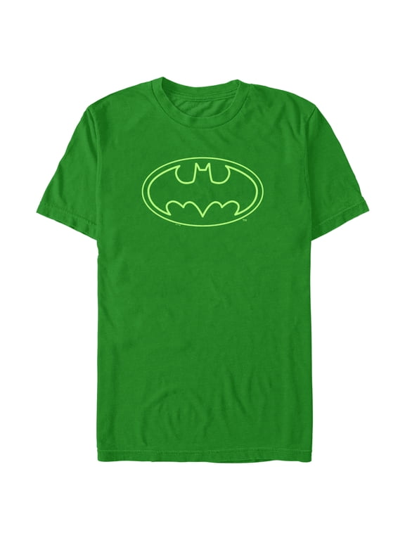 Men's Batman Outline Green Logo Graphic T-Shirt