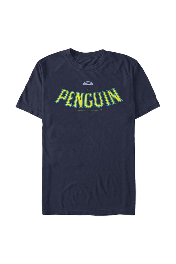 Men's Batman Penguin Logo Graphic Tee Navy Blue Large