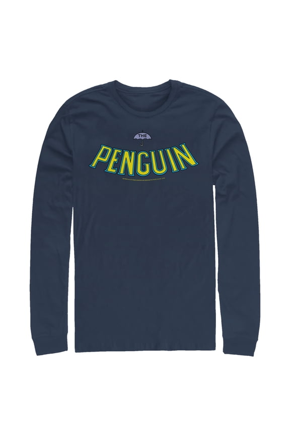Men's Batman Penguin Logo  Long Sleeve Shirt Navy Blue Small
