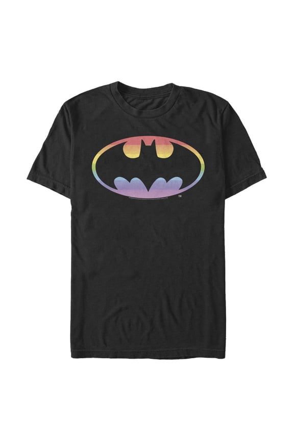 Men's Batman Rainbow Logo  Graphic Tee Black Medium