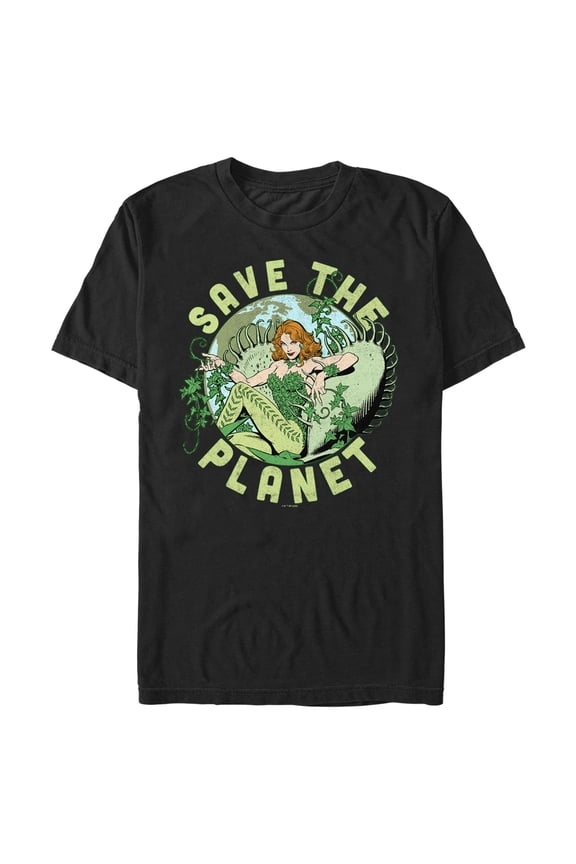 Men's Batman Save the Planet Poison Ivy Graphic Tee Black Small