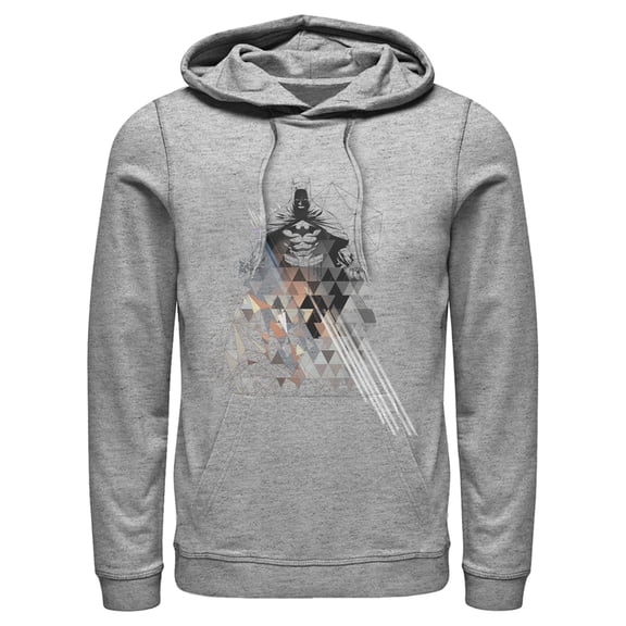 Men's Batman Shadow Figure Geometric Pull Over Hoodie Athletic Heather Small