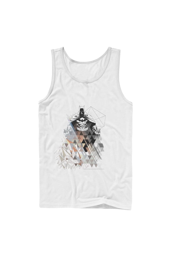 Men's Batman Shadow Figure Geometric Tank Top White Medium