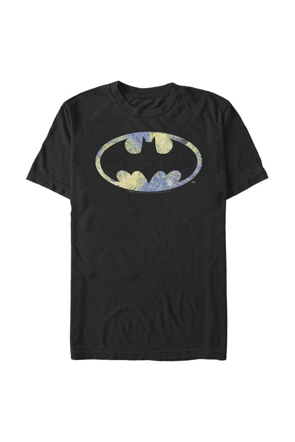 Men's Batman Shield Logo Artistic Swirl Graphic Tee Black 4X Big Tall