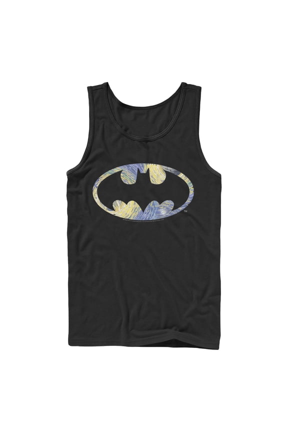 Men's Batman Shield Logo Artistic Swirl Tank Top