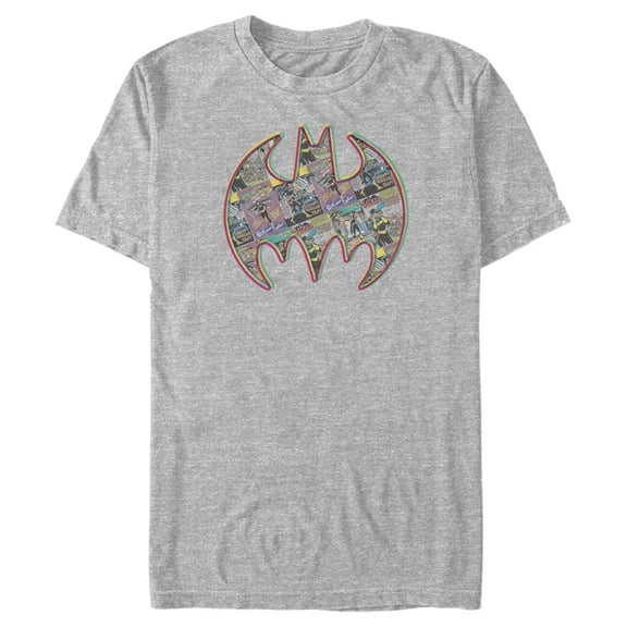 Men's Batman Shield Logo Comic Panel Graphic Tee Athletic Heather 1X Big Tall