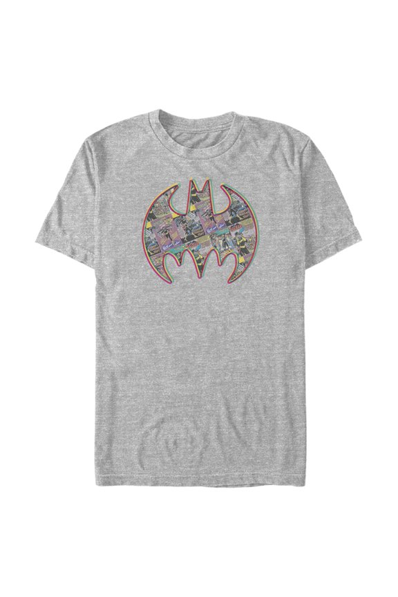 Men's Batman Shield Logo Comic Panel Graphic Tee Athletic Heather 3X Large