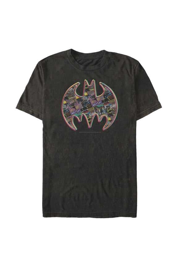 Men's Batman Shield Logo Comic Panel  Graphic Tee Black Small