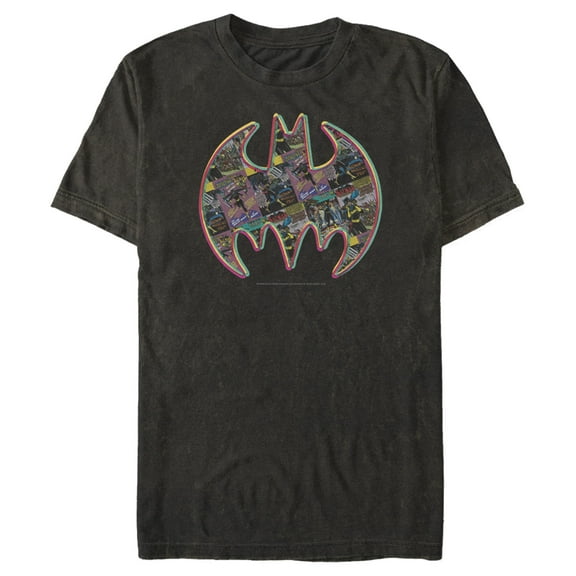 Men's Batman Shield Logo Comic Panel Graphic Tee Black X Large