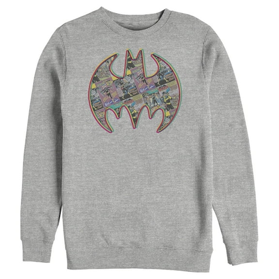 Men's Batman Shield Logo Comic Panel Sweatshirt Athletic Heather Small
