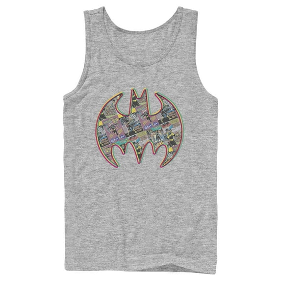 Men's Batman Shield Logo Comic Panel Tank Top Athletic Heather Large