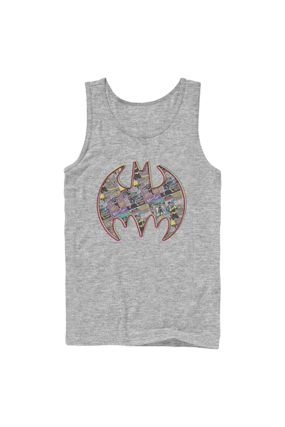 Men's Batman Shield Logo Comic Panel Tank Top Athletic Heather Large