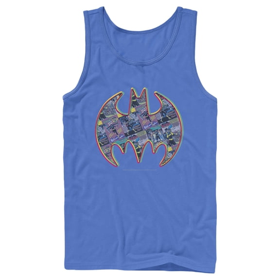 Men's Batman Shield Logo Comic Panel  Tank Top Royal Blue Large