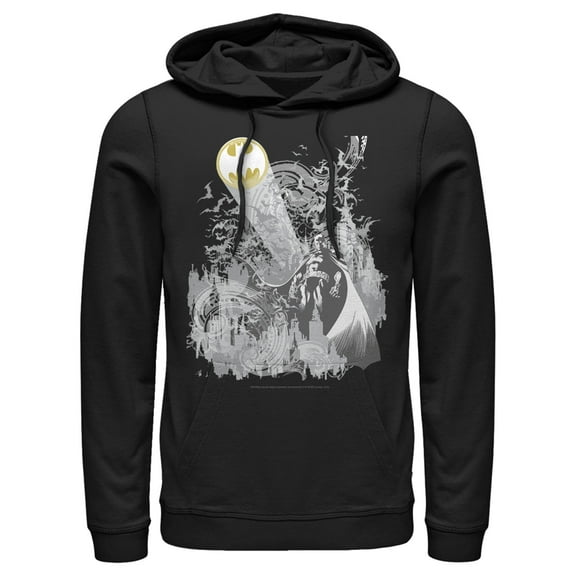 Men's Batman Signal in the Sky Pull Over Hoodie Black 3X Large