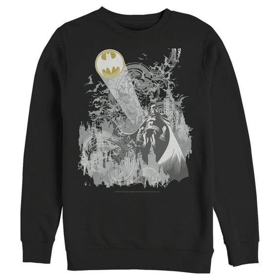 Men's Batman Signal in the Sky Sweatshirt Black Large