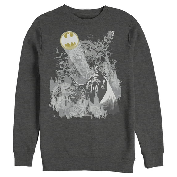 Men's Batman Signal in the Sky Sweatshirt Charcoal Heather Large