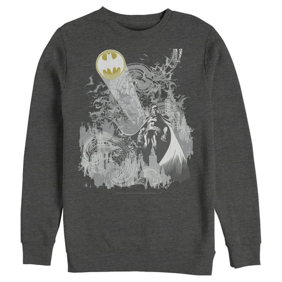 Men's Batman Signal in the Sky Sweatshirt Charcoal Heather Medium