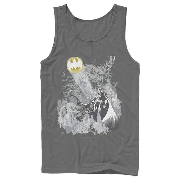 Men's Batman Signal in the Sky  Tank Top Charcoal Medium