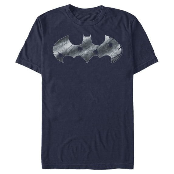Men's Batman Steel Scars Logo Graphic Tee Navy Blue Medium