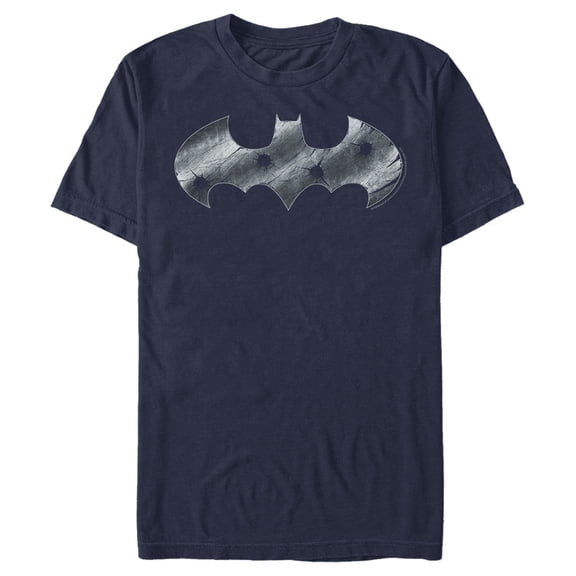 Men's Batman Steel Scars Logo Graphic Tee Navy Blue X Large