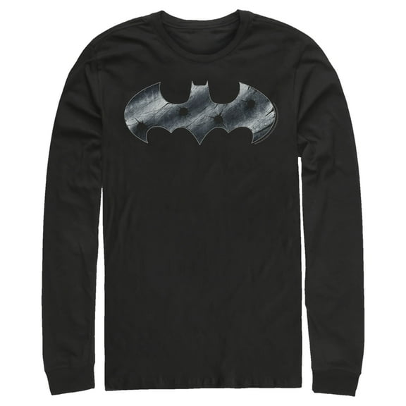 Men's Batman Steel Scars Logo  Long Sleeve Shirt Black 2X Large