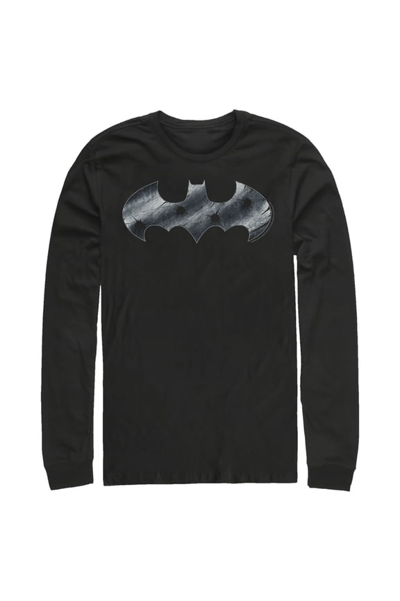 Men's Batman Steel Scars Logo Long Sleeve Shirt Black X Large