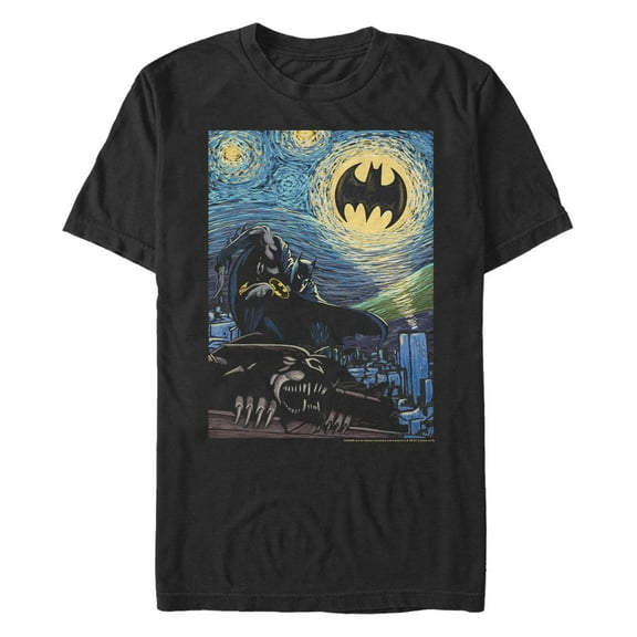 Men's Batman The Starry Night Signal Graphic Tee Black Large
