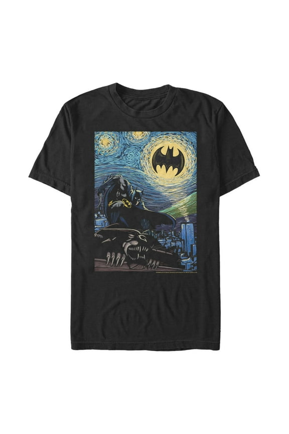 Men's Batman The Starry Night Signal Graphic Tee Black X Large